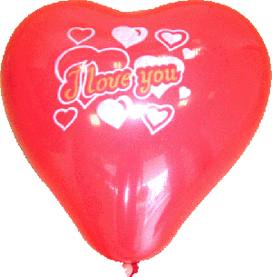 Балони сърца с печат- I love you - 28см, 10бр.
